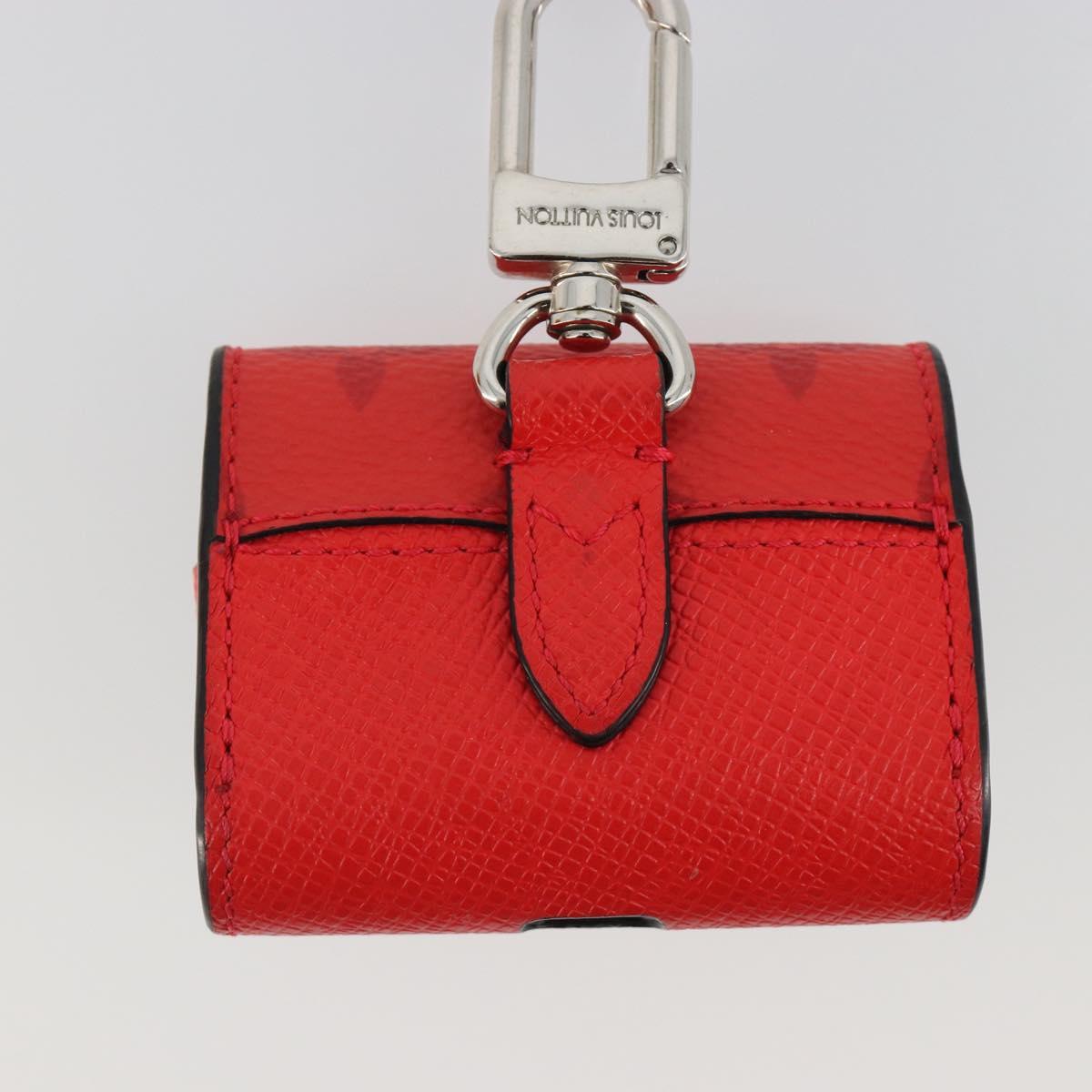 LOUIS VUITTON Tiger Lama Monogram Earphone case Red M77284 Auth 186410M
