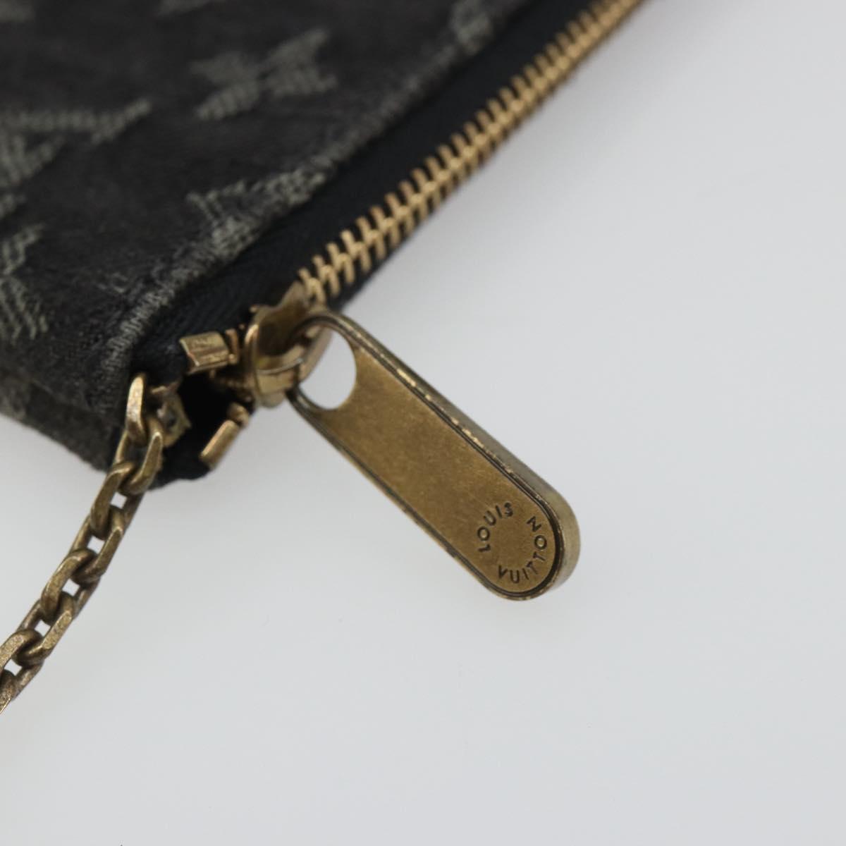 LOUIS VUITTON Monogram Denim Pochette Cles Coin Purse Black M95616 Auth 186411V