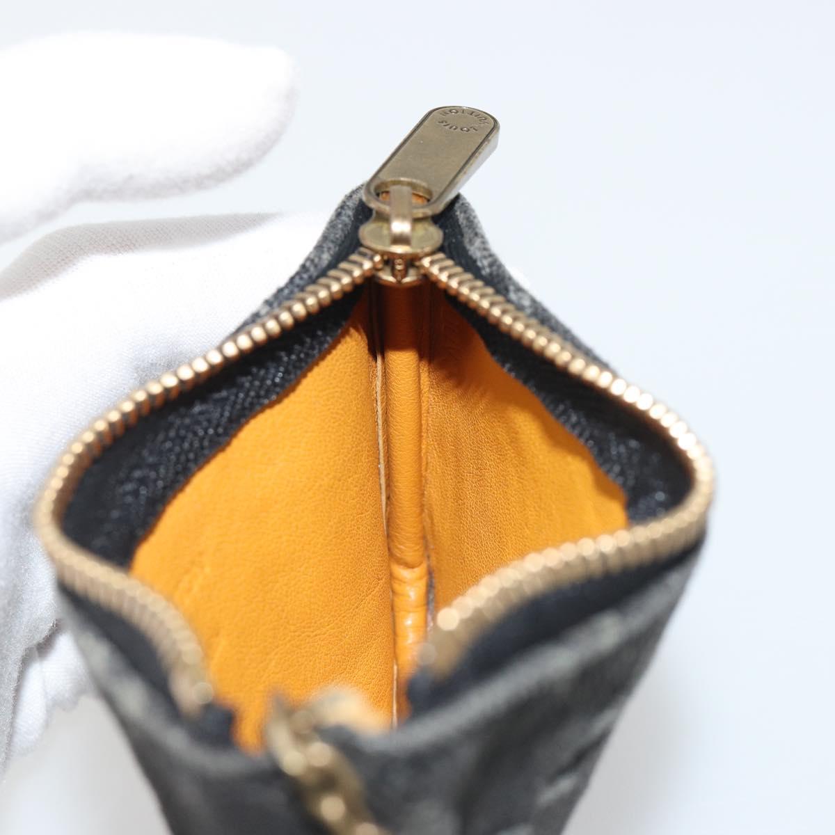 LOUIS VUITTON Monogram Denim Pochette Cles Coin Purse Black M95616 Auth 186411V