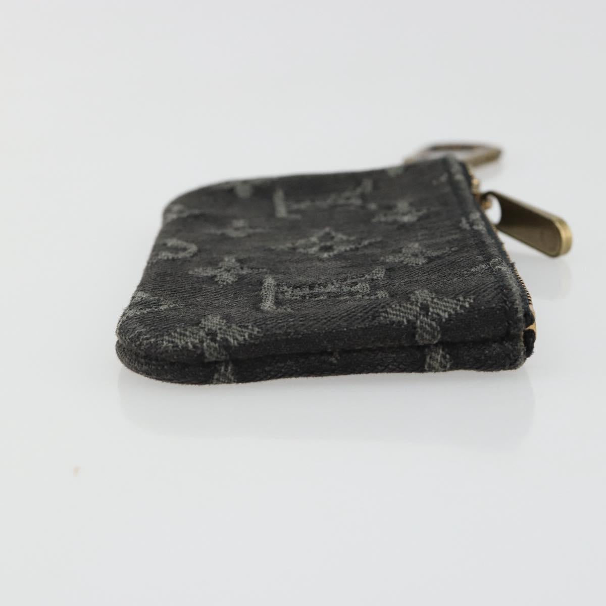 LOUIS VUITTON Monogram Denim Pochette Cles Coin Purse Black M95616 Auth 186411V