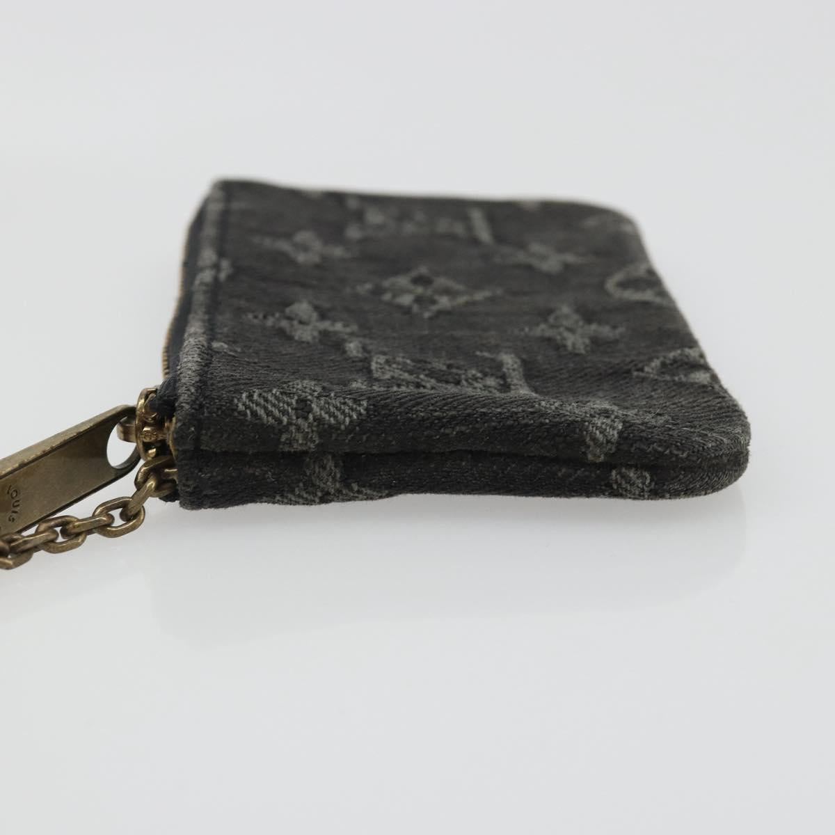 LOUIS VUITTON Monogram Denim Pochette Cles Coin Purse Black M95616 Auth 186411V