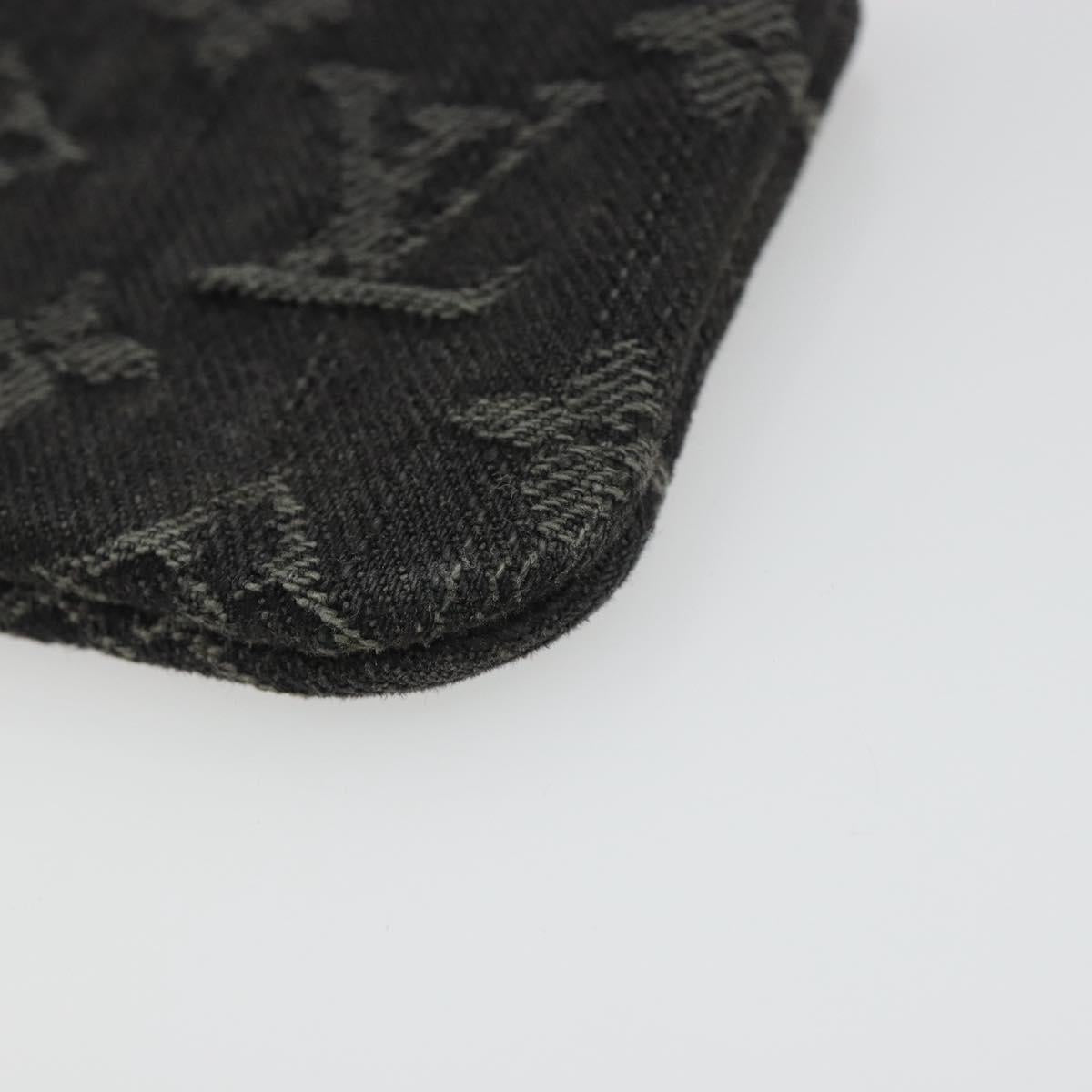 LOUIS VUITTON Monogram Denim Pochette Cles Coin Purse Black M95616 Auth 186411V