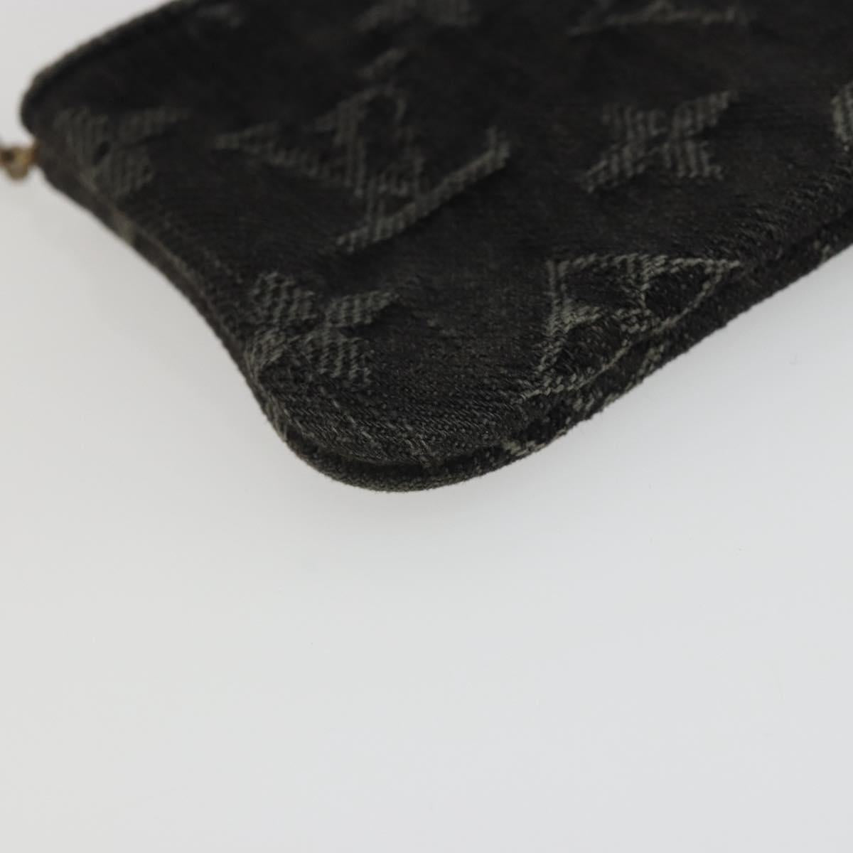 LOUIS VUITTON Monogram Denim Pochette Cles Coin Purse Black M95616 Auth 186411V