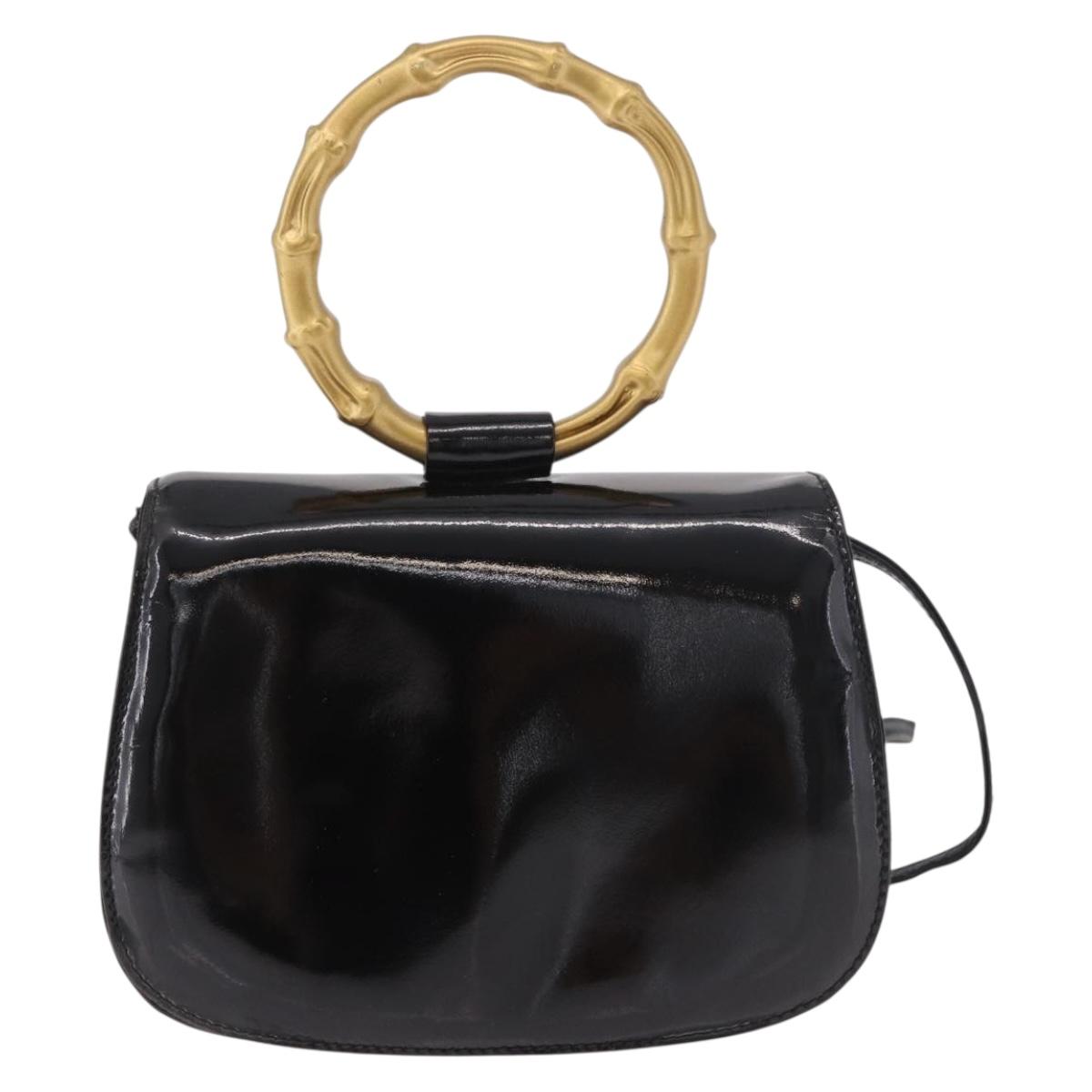 GUCCI Hand Bag Patent leather 2way Black Auth 186418