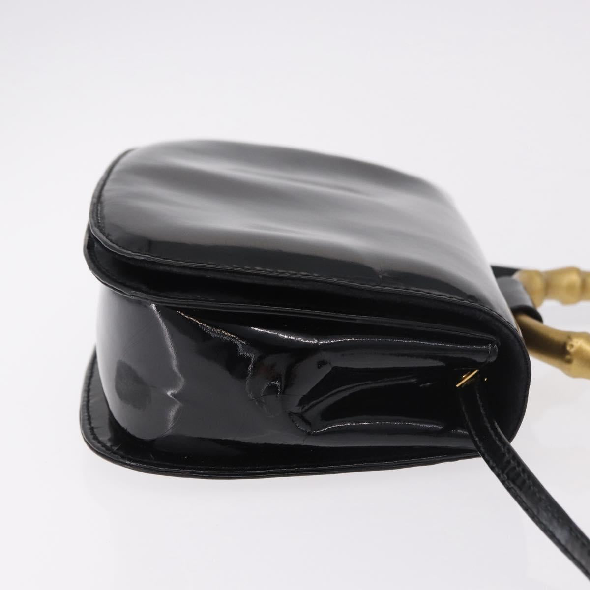 GUCCI Hand Bag Patent leather 2way Black Auth 186418