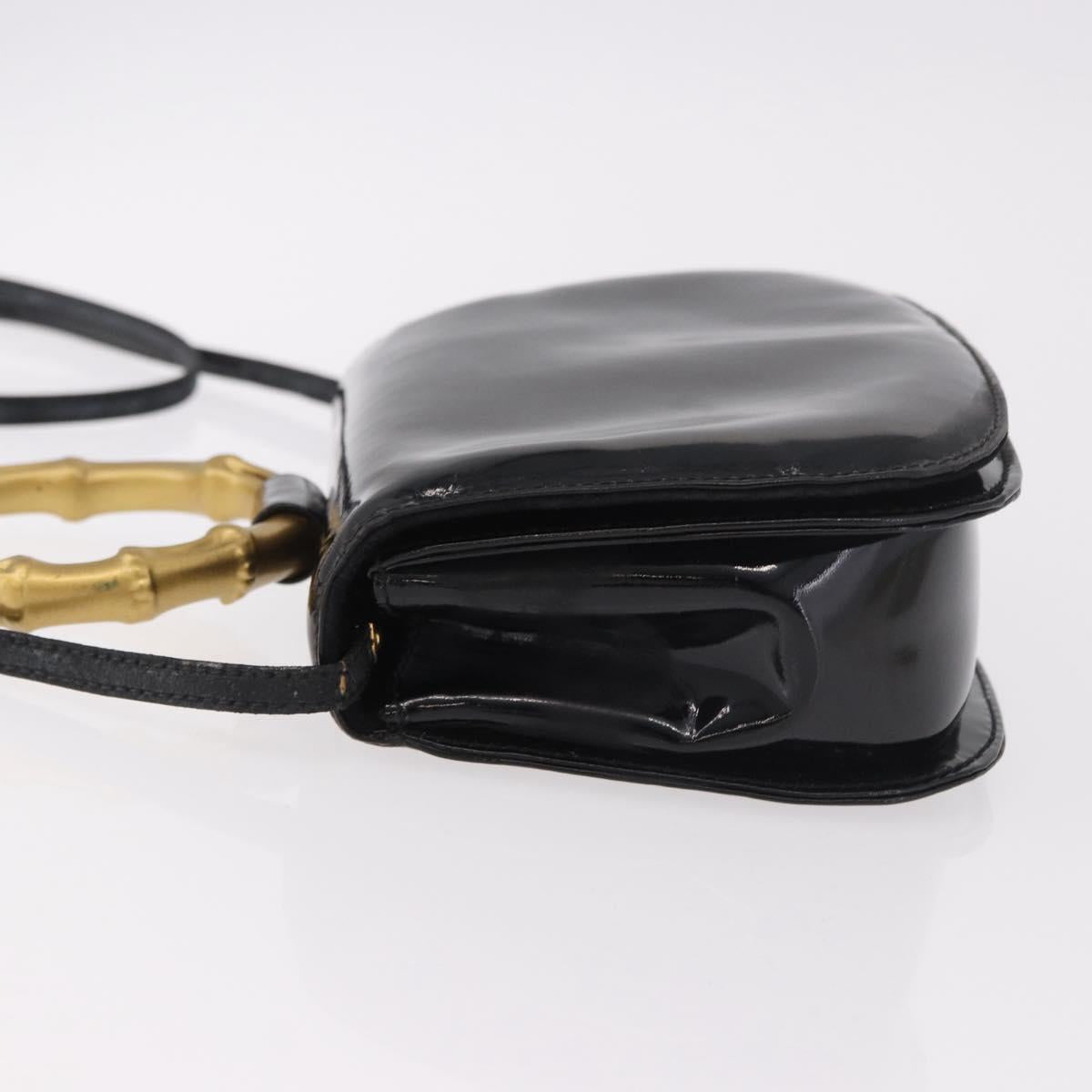 GUCCI Hand Bag Patent leather 2way Black Auth 186418