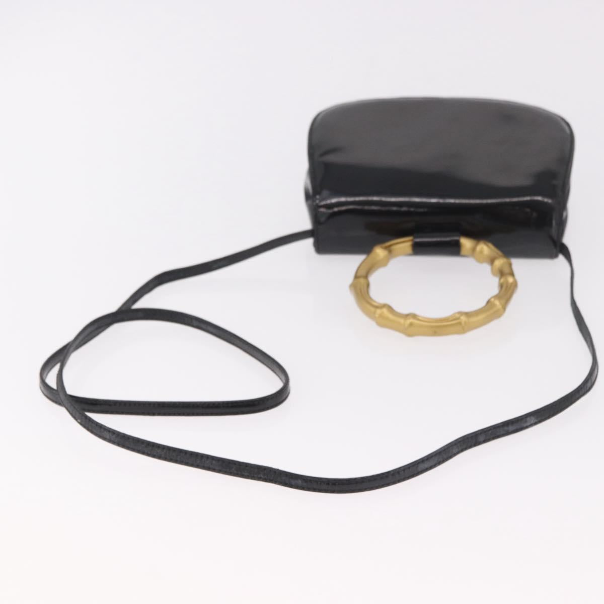 GUCCI Hand Bag Patent leather 2way Black Auth 186418