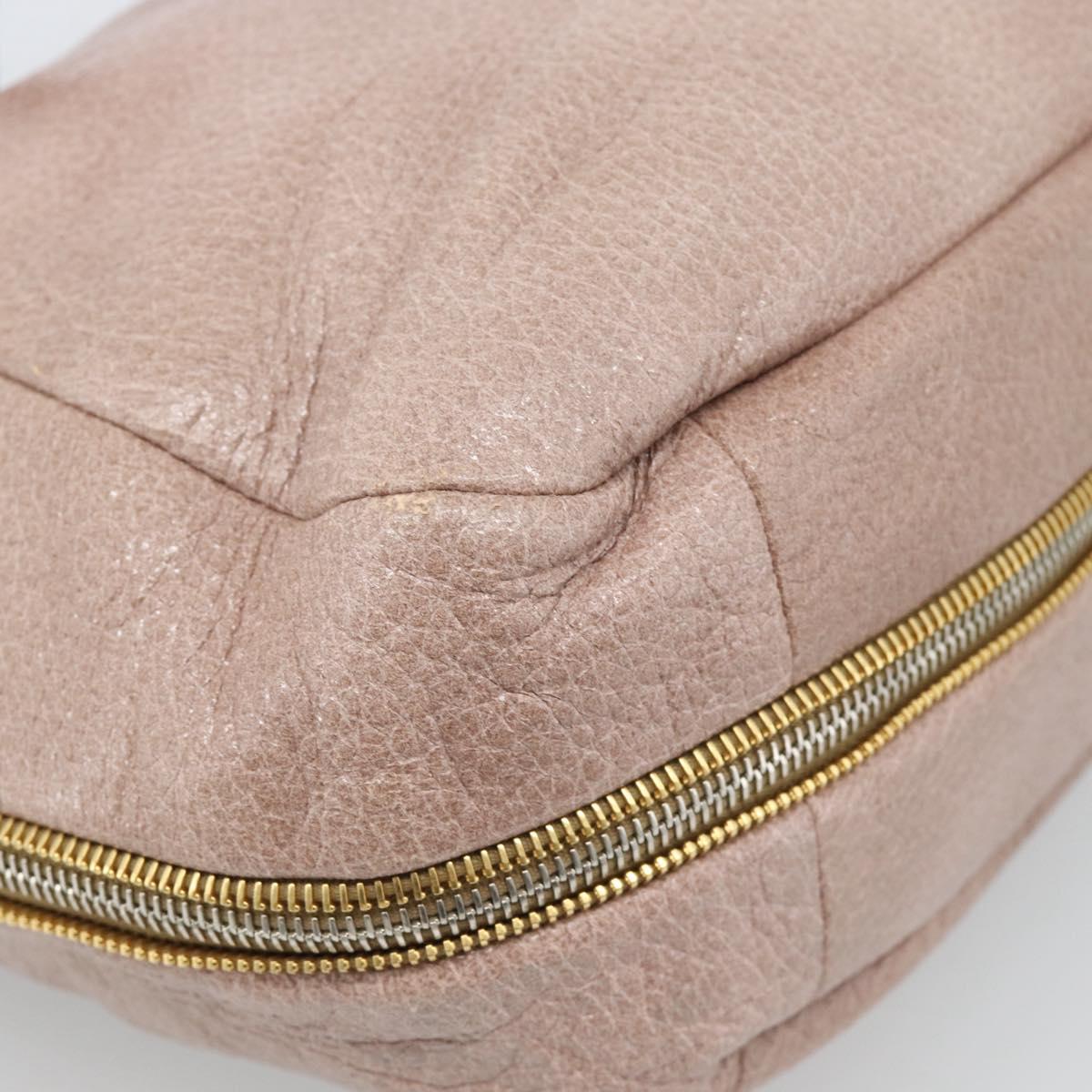 PRADA Hand Bag Vittero Dino Leather Pink Gold Silver Auth 186426V
