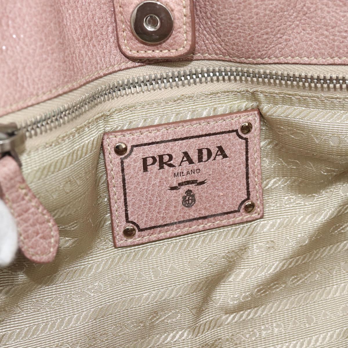 PRADA Hand Bag Vittero Dino Leather Pink Gold Silver Auth 186426V