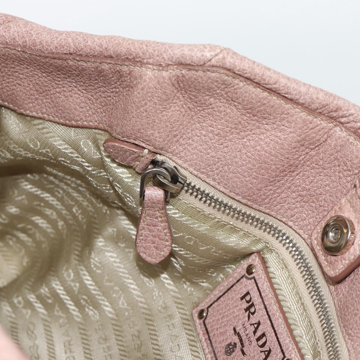 PRADA Hand Bag Vittero Dino Leather Pink Gold Silver Auth 186426V