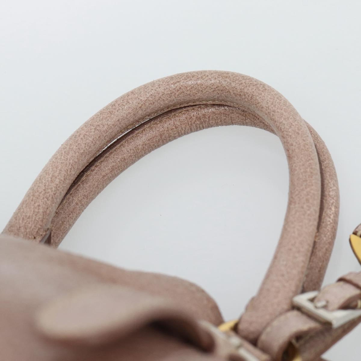 PRADA Hand Bag Vittero Dino Leather Pink Gold Silver Auth 186426V