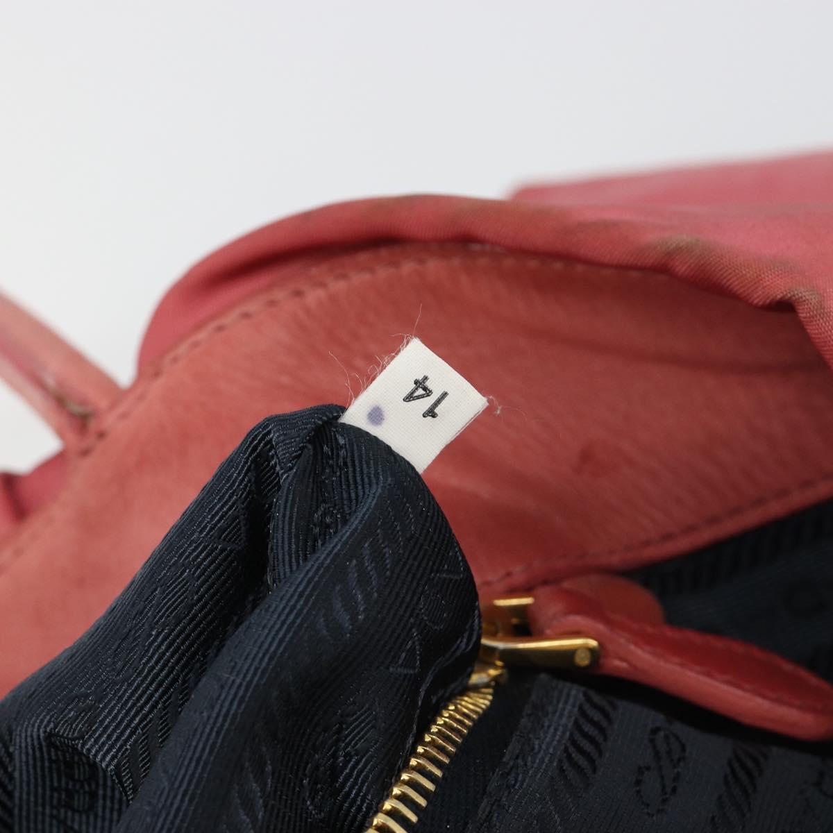 PRADA Ribbon Hand Bag Nylon Pink Gold Auth 186427