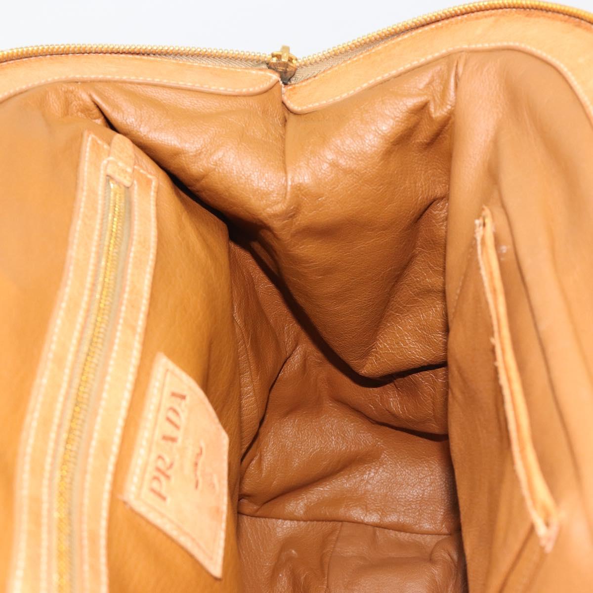 PRADA Shoulder Bag Leather 2way Brown Gold Auth 186428V