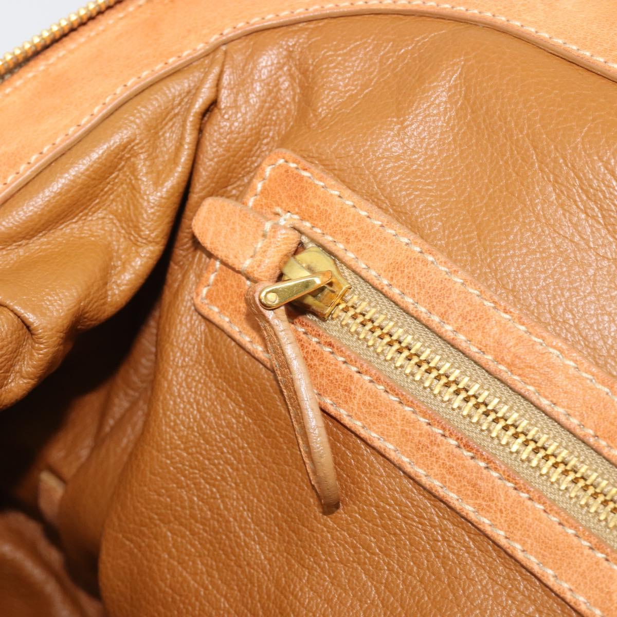 PRADA Shoulder Bag Leather 2way Brown Gold Auth 186428V