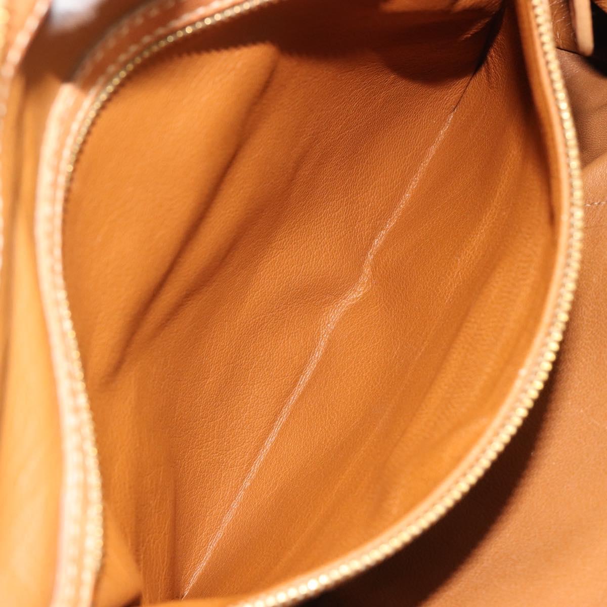 PRADA Shoulder Bag Leather 2way Brown Gold Auth 186428V