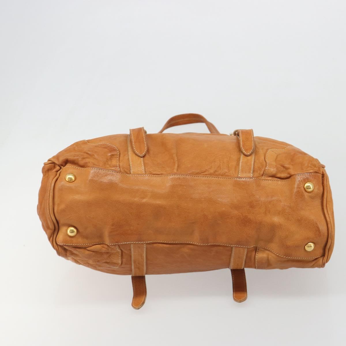 PRADA Shoulder Bag Leather 2way Brown Gold Auth 186428V