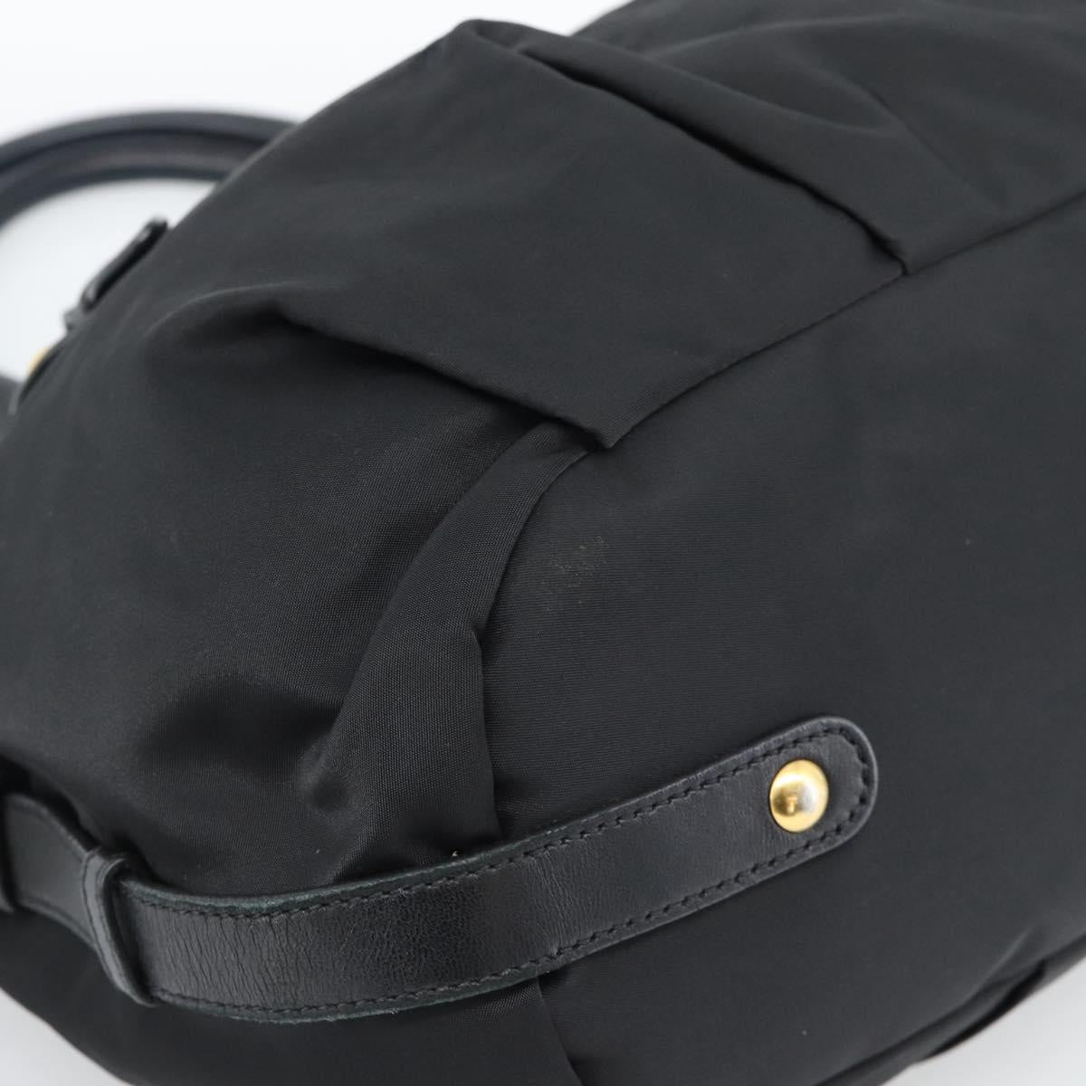 PRADA Hand Bag Nylon Black Gold Auth 186434V