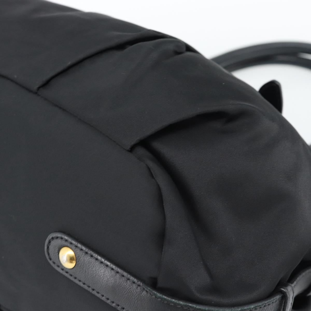 PRADA Hand Bag Nylon Black Gold Auth 186434V