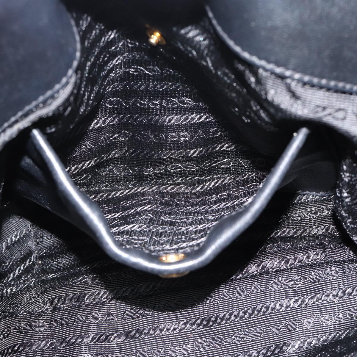 PRADA Hand Bag Nylon Black Gold Auth 186434V