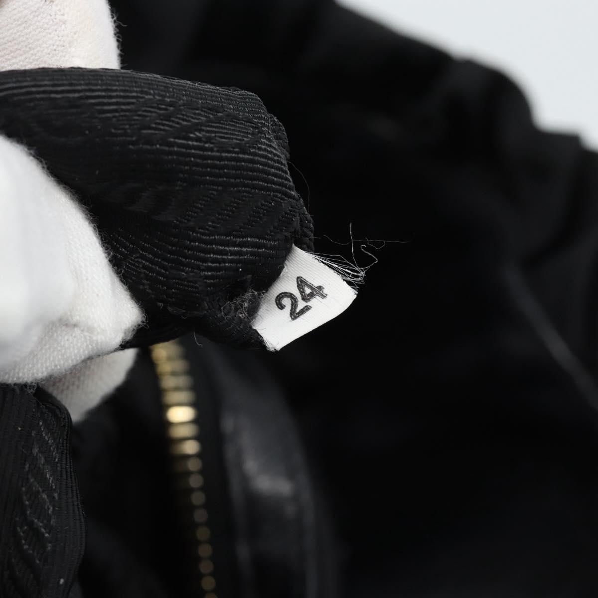 PRADA Hand Bag Nylon Black Gold Auth 186434V