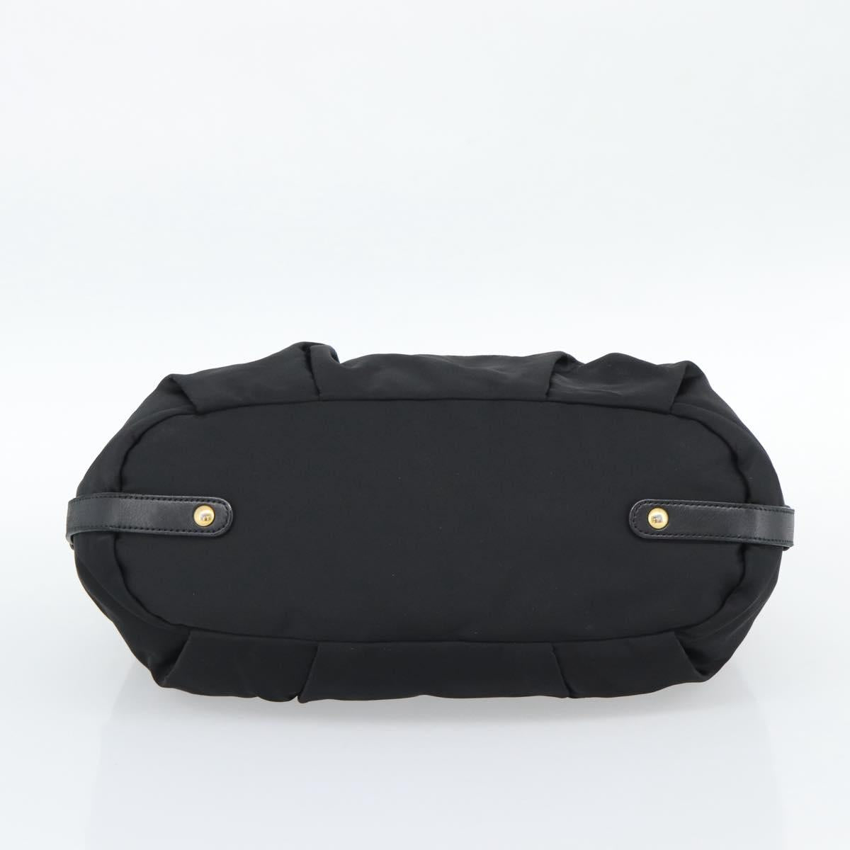 PRADA Hand Bag Nylon Black Gold Auth 186434V