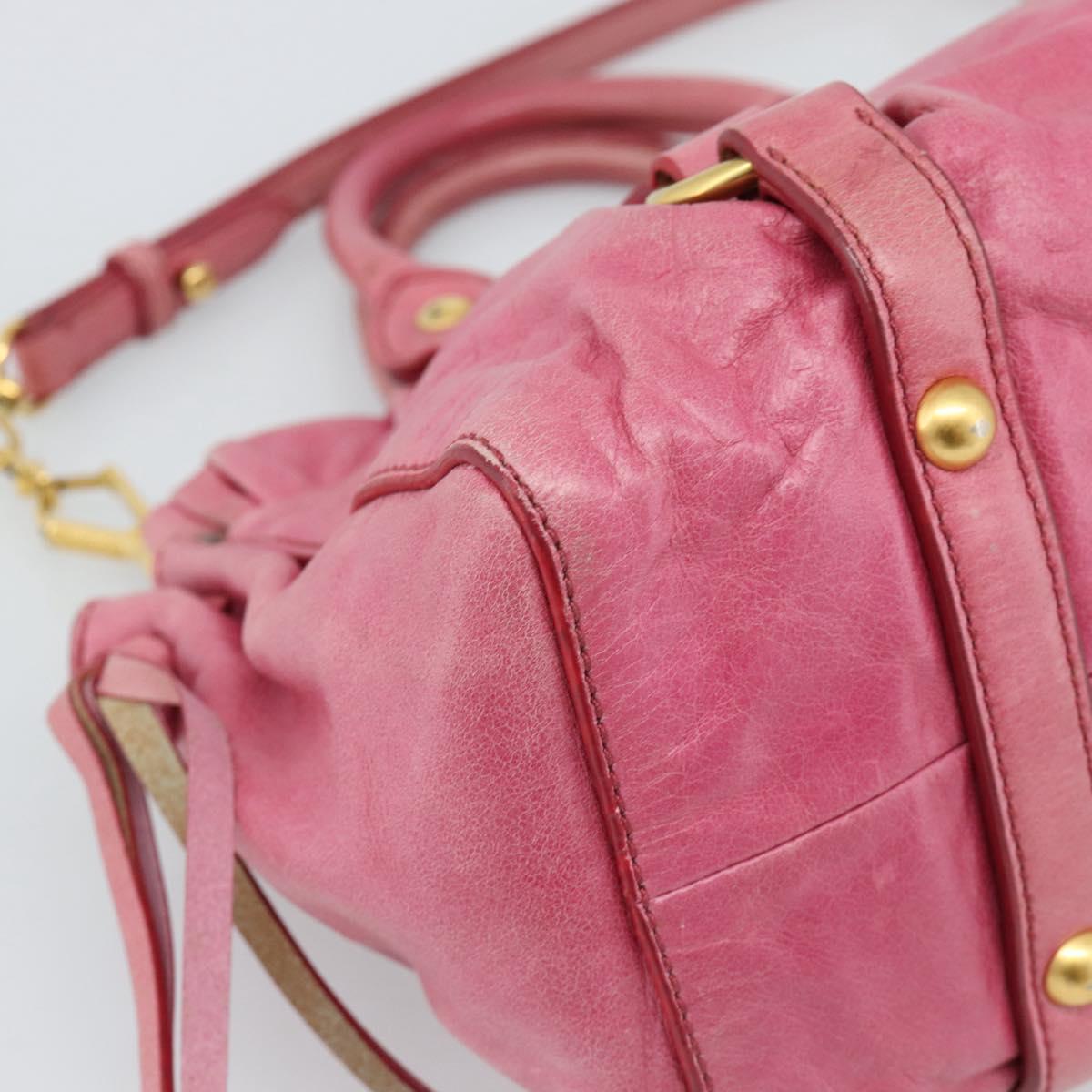 Miu Miu Hand Bag Leather 2way Pink Gold Auth 186436SAM