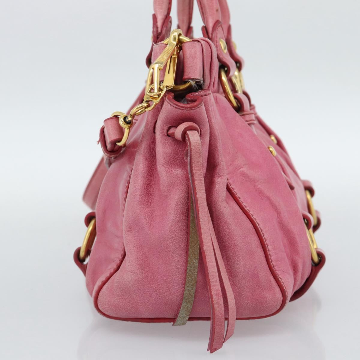Miu Miu Hand Bag Leather 2way Pink Gold Auth 186436SAM