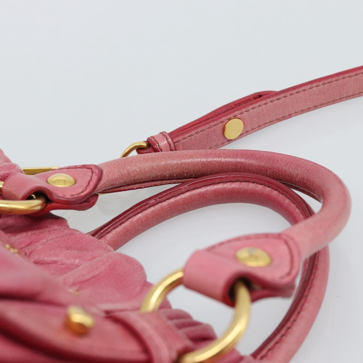 Miu Miu Hand Bag Leather 2way Pink Gold Auth 186436SAM