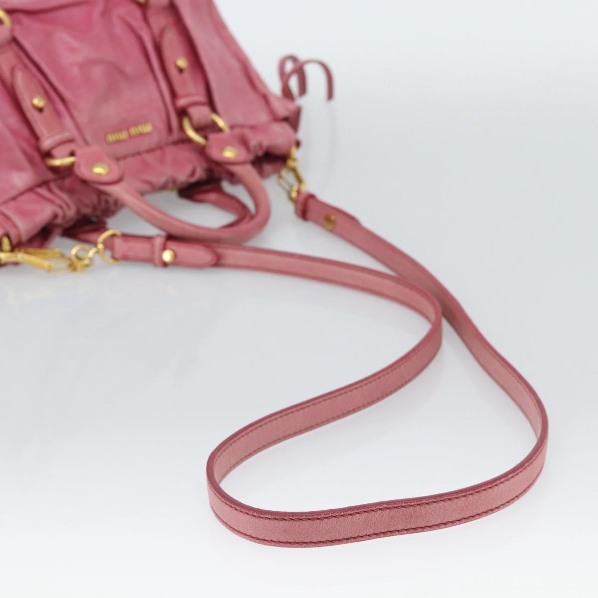 Miu Miu Hand Bag Leather 2way Pink Gold Auth 186436SAM