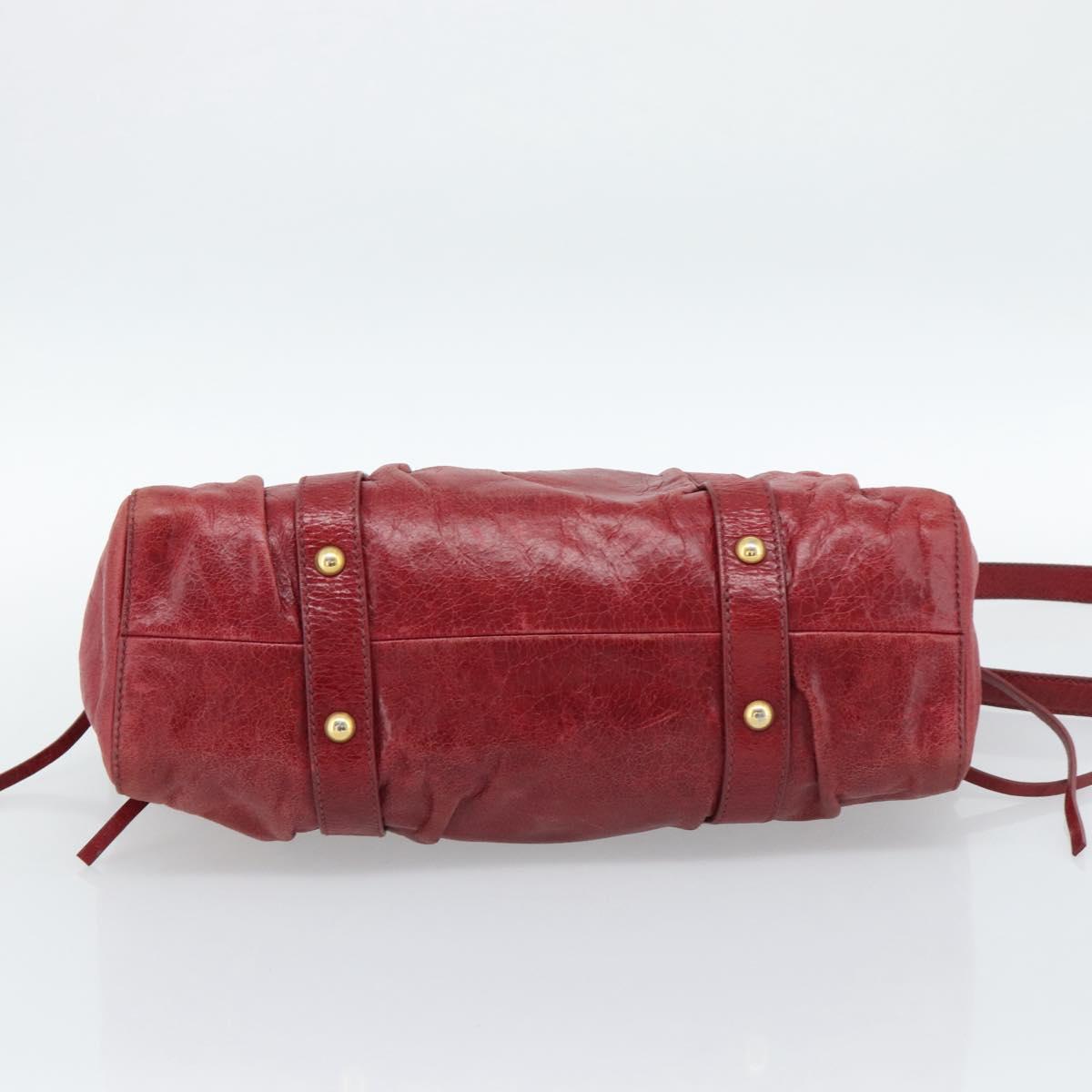 Miu Miu Hand Bag Leather 2way Red Gold Auth 186437SAM