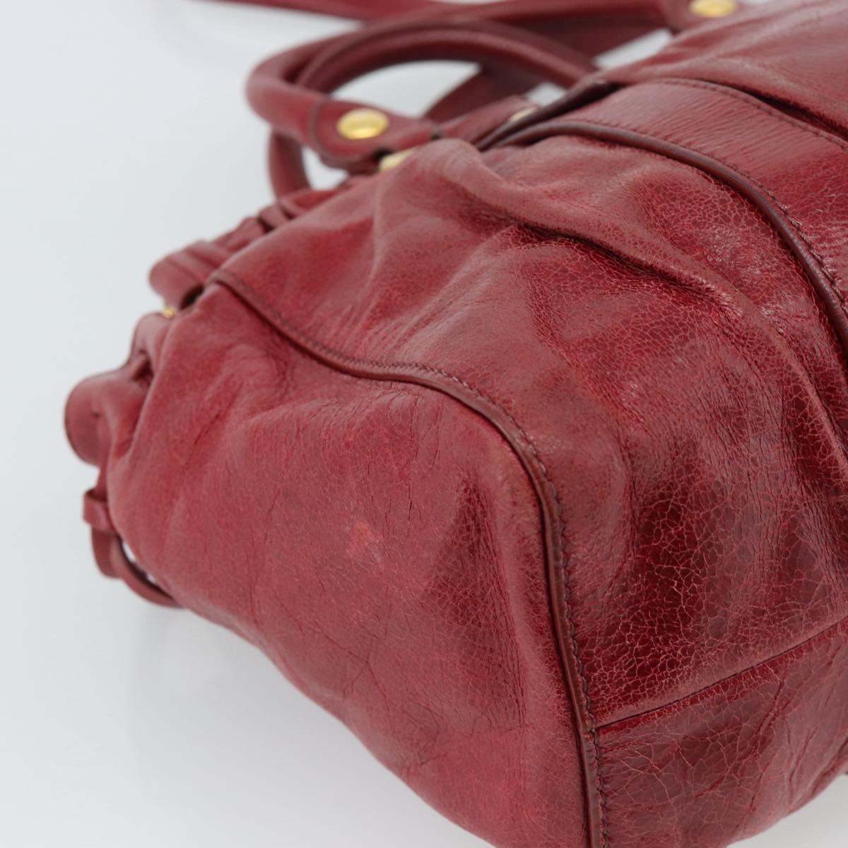 Miu Miu Hand Bag Leather 2way Red Gold Auth 186437SAM