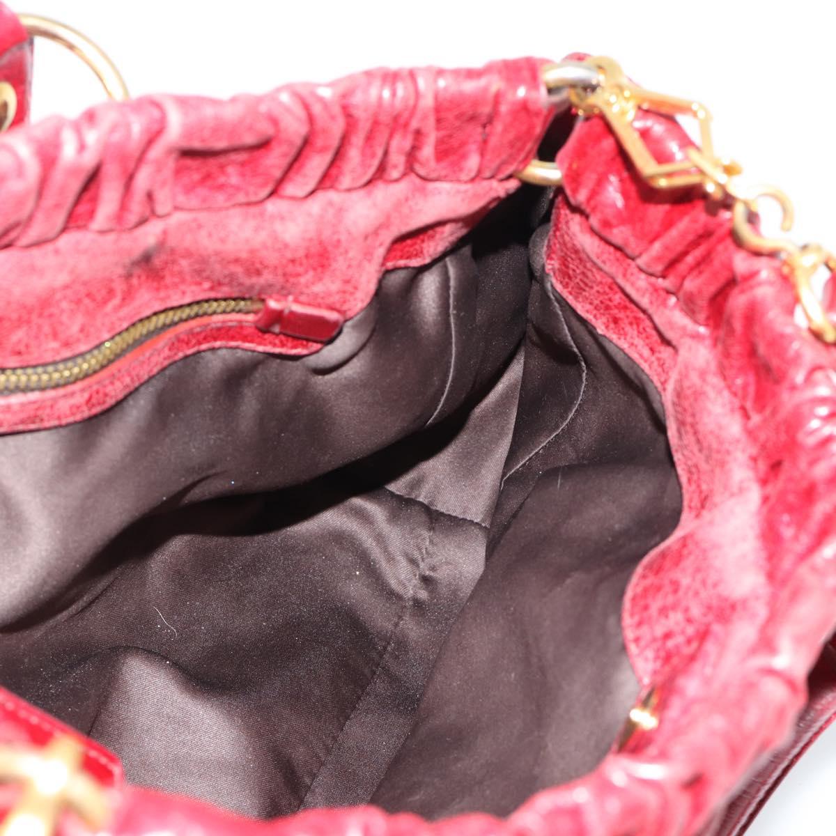 Miu Miu Hand Bag Leather 2way Red Gold Auth 186437SAM