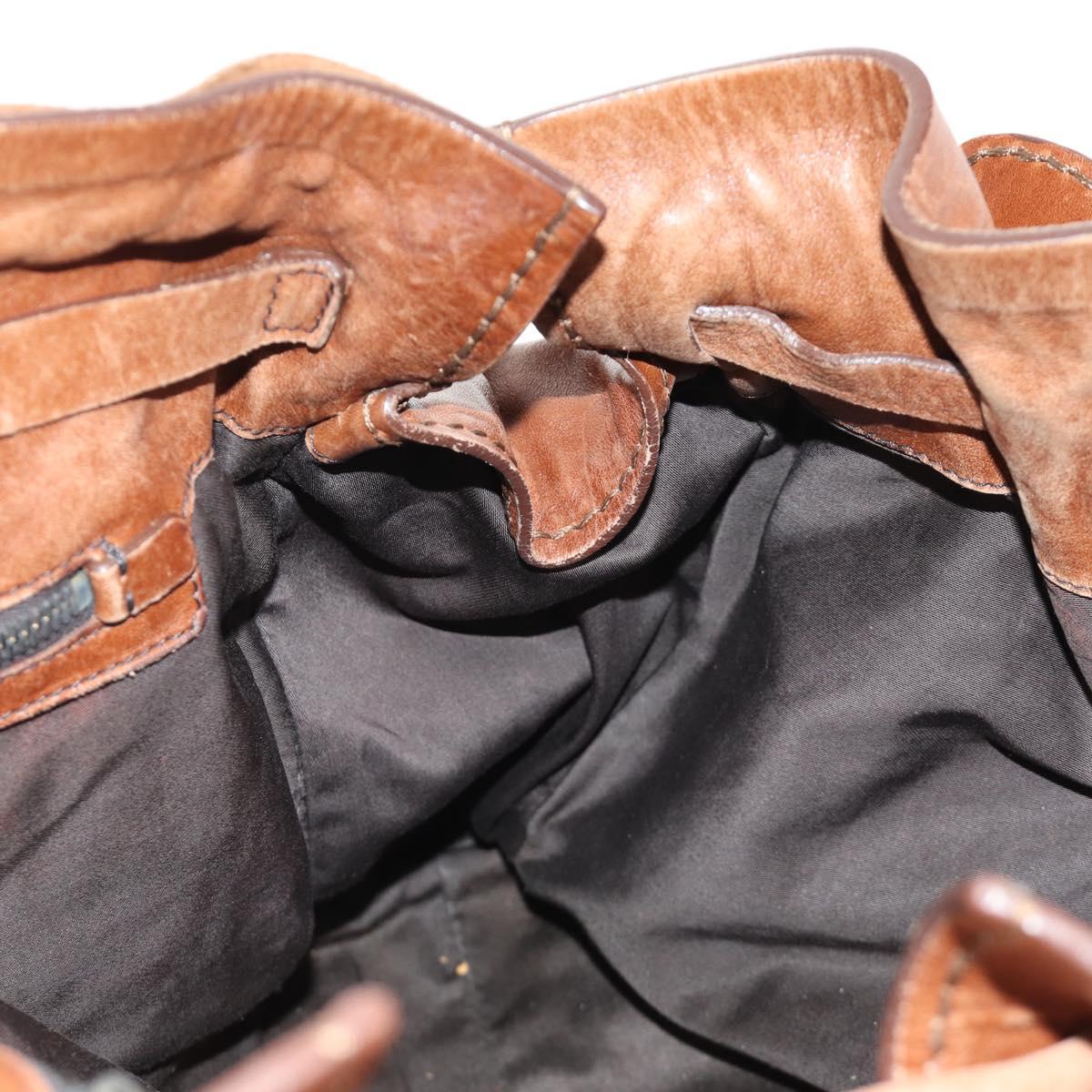 Miu Miu Tote Bag Leather Brown Gold Auth 186438V