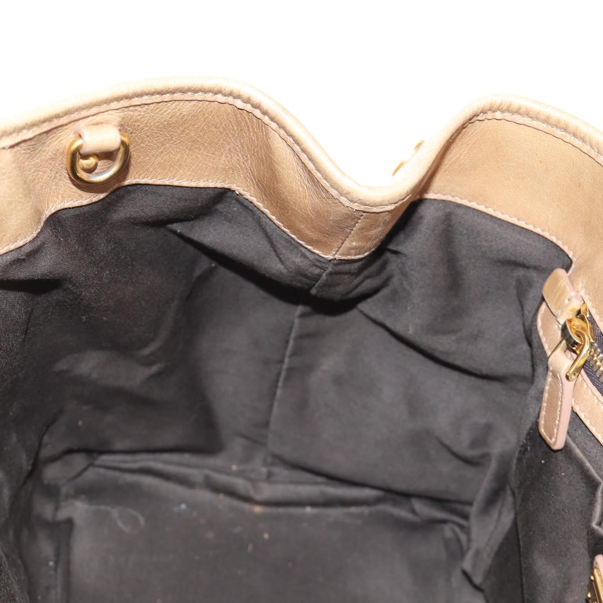 Miu Miu Hand Bag Leather Beige Gold Auth 186439V