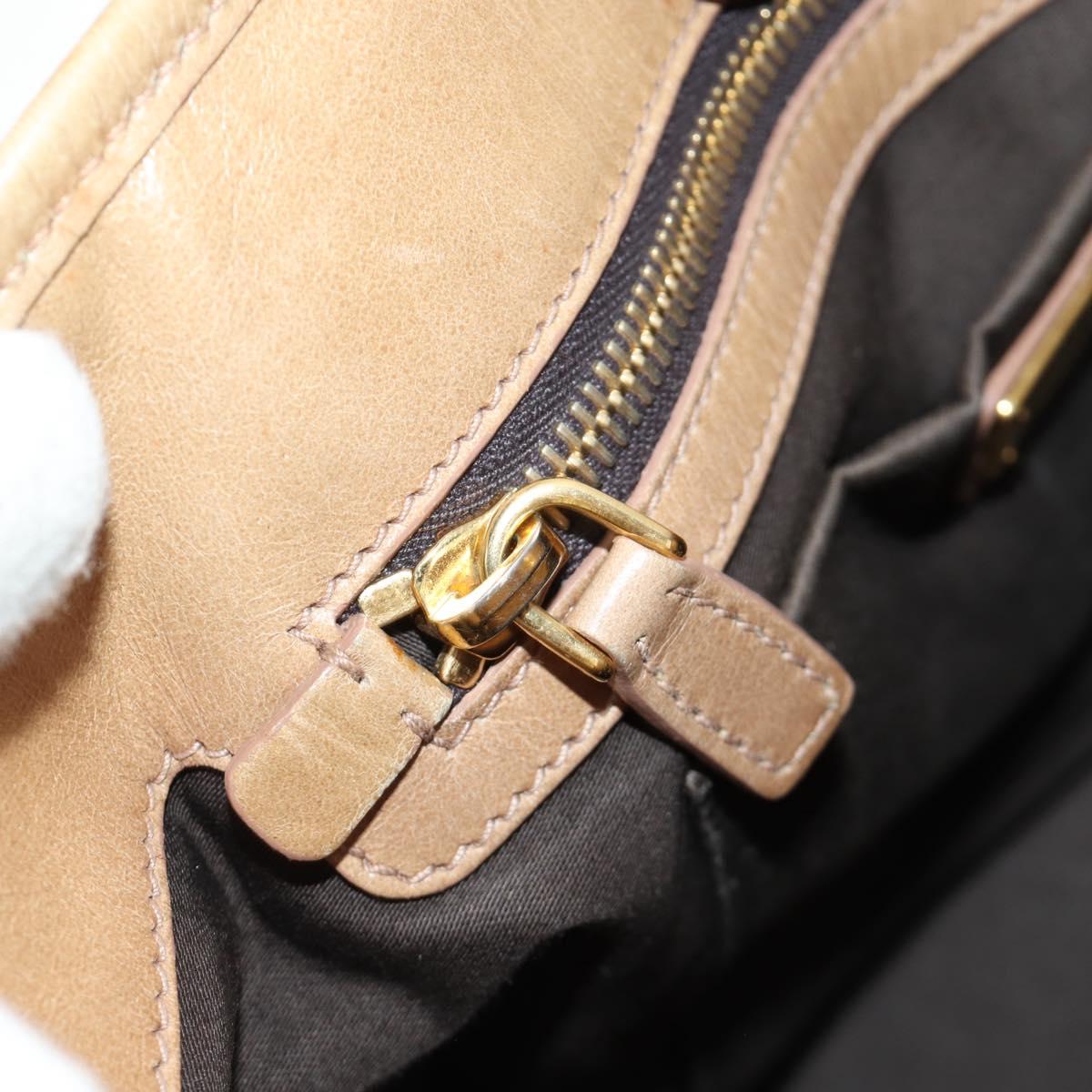 Miu Miu Hand Bag Leather Beige Gold Auth 186439V