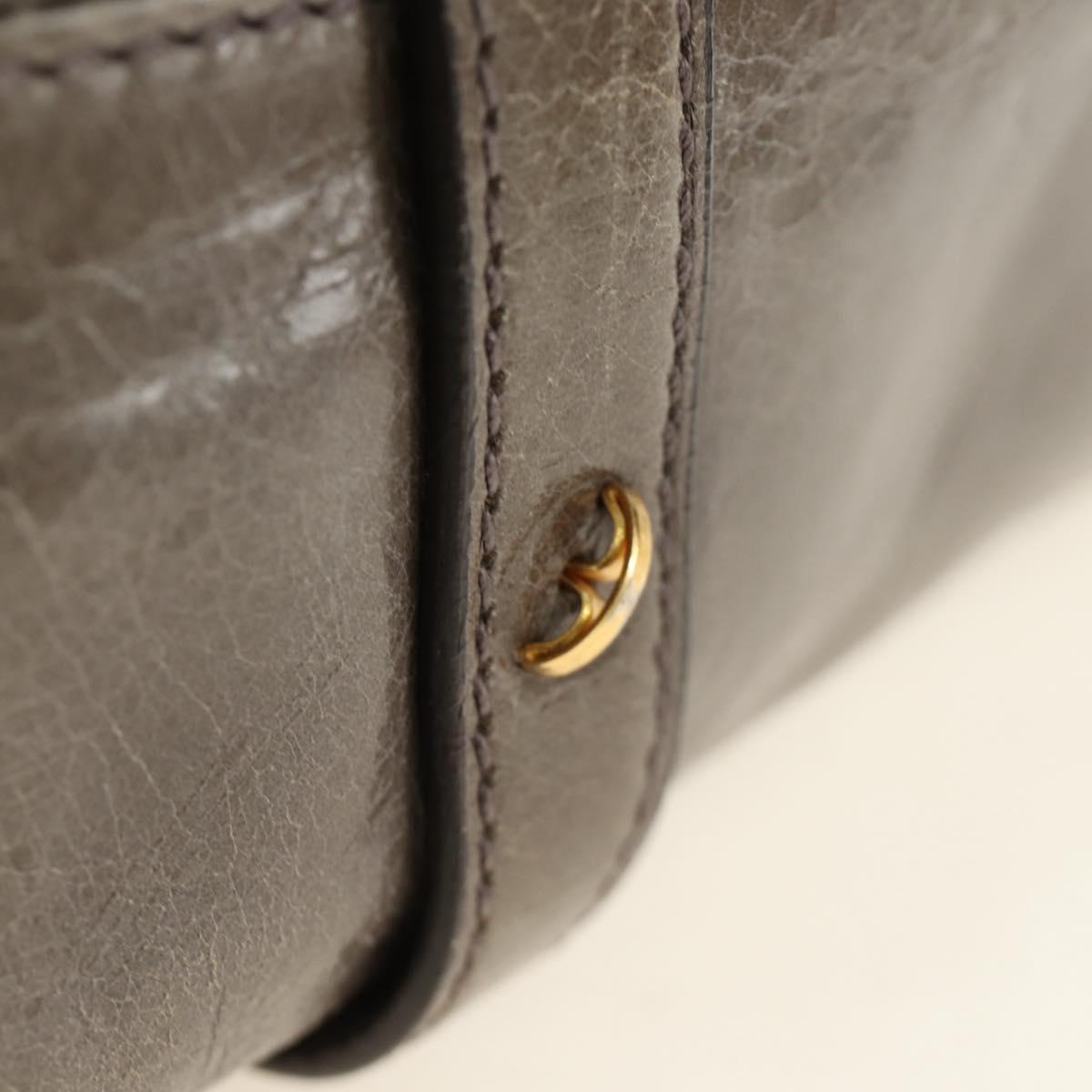 Miu Miu Hand Bag Leather 2way Gray Gold Auth 186440SAM