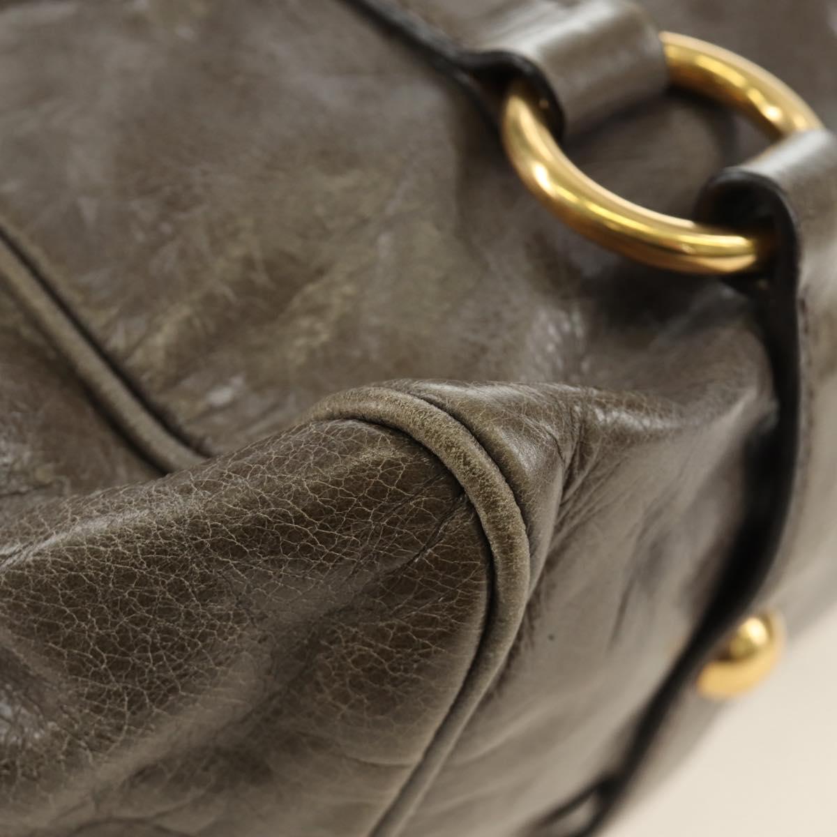 Miu Miu Hand Bag Leather 2way Gray Gold Auth 186440SAM