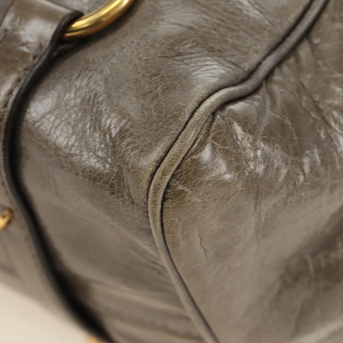 Miu Miu Hand Bag Leather 2way Gray Gold Auth 186440SAM