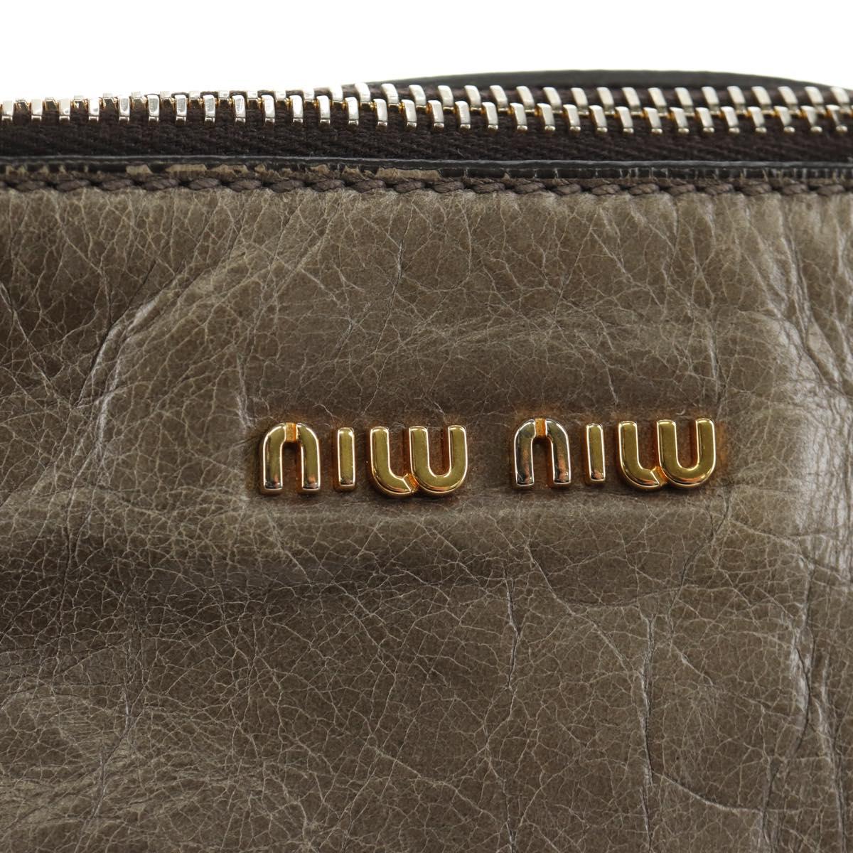 Miu Miu Hand Bag Leather 2way Gray Gold Auth 186440SAM