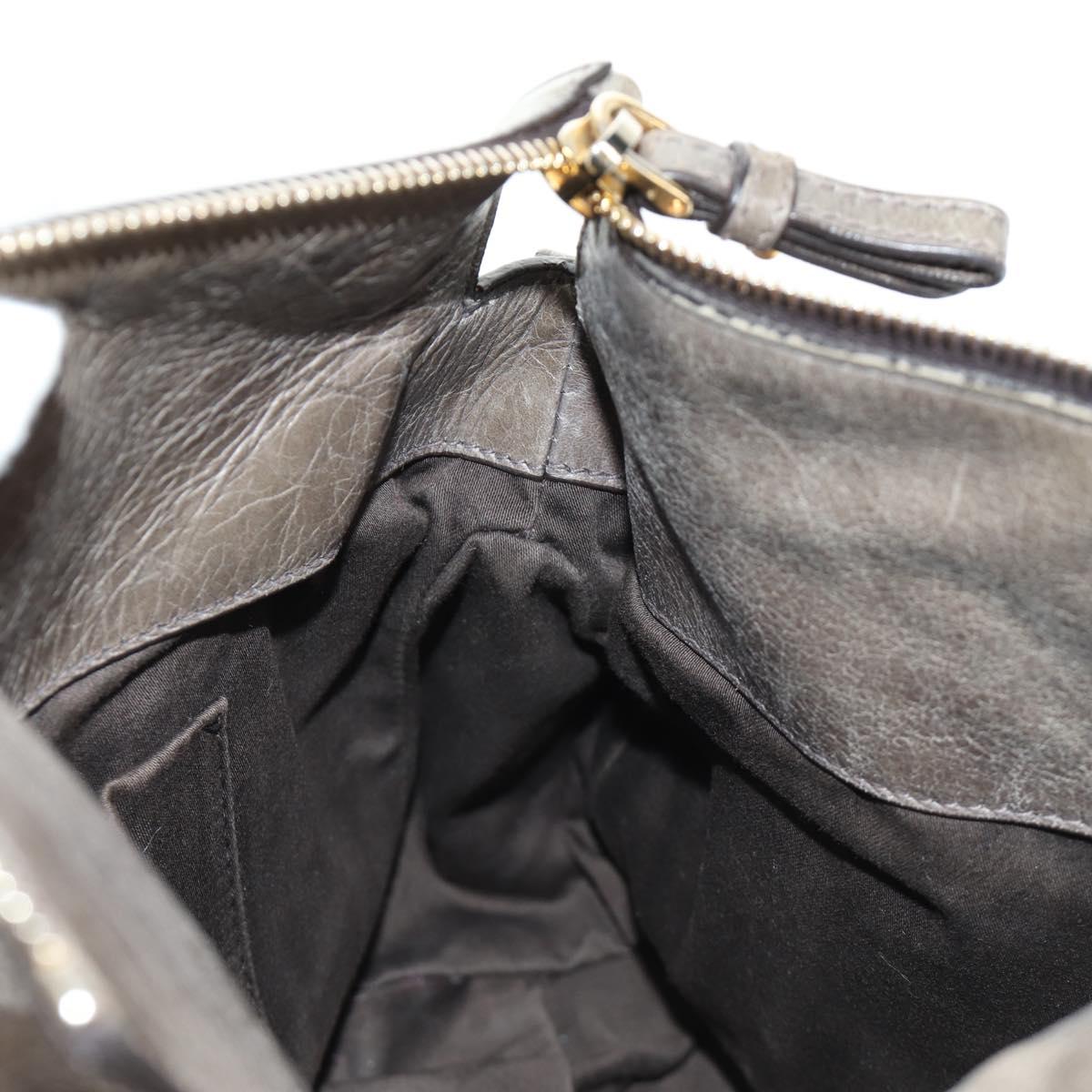 Miu Miu Hand Bag Leather 2way Gray Gold Auth 186440SAM