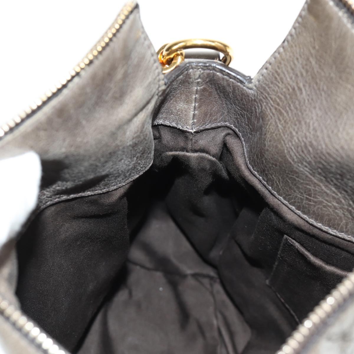 Miu Miu Hand Bag Leather 2way Gray Gold Auth 186440SAM