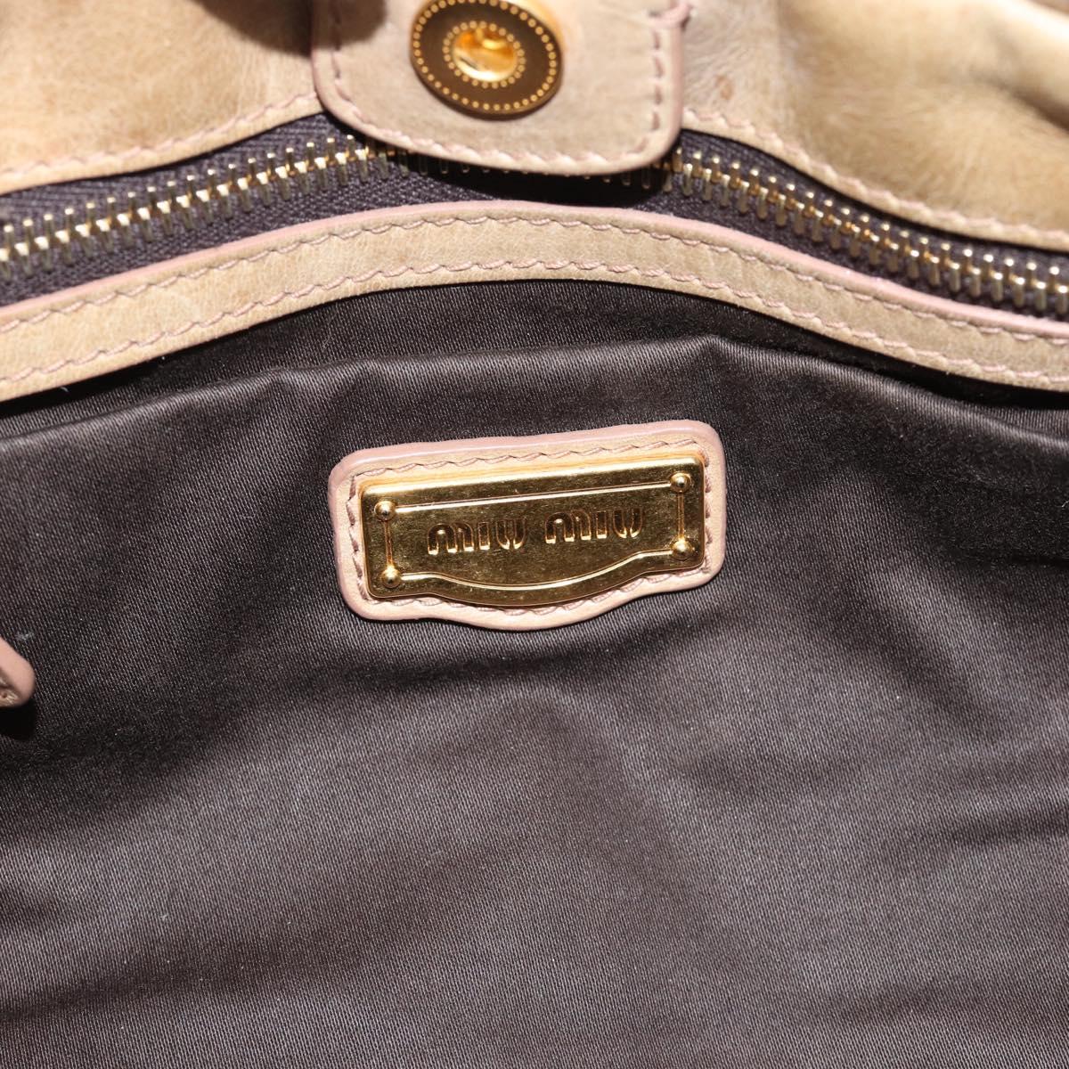 Miu Miu Hand Bag Leather 2way Beige Gold Auth 186441V