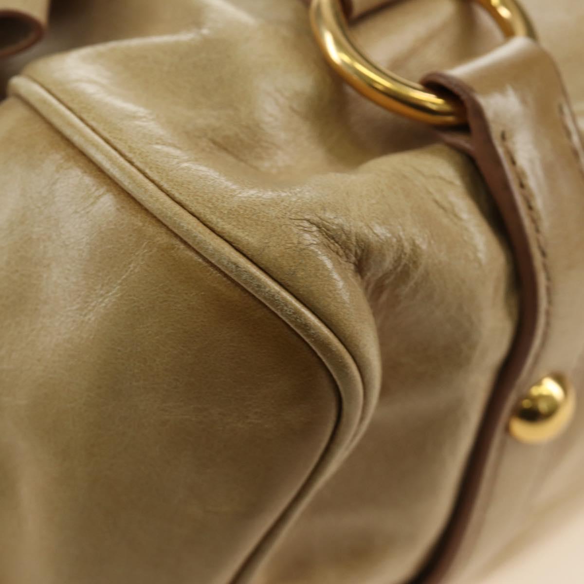 Miu Miu Hand Bag Leather 2way Beige Gold Auth 186442SAM