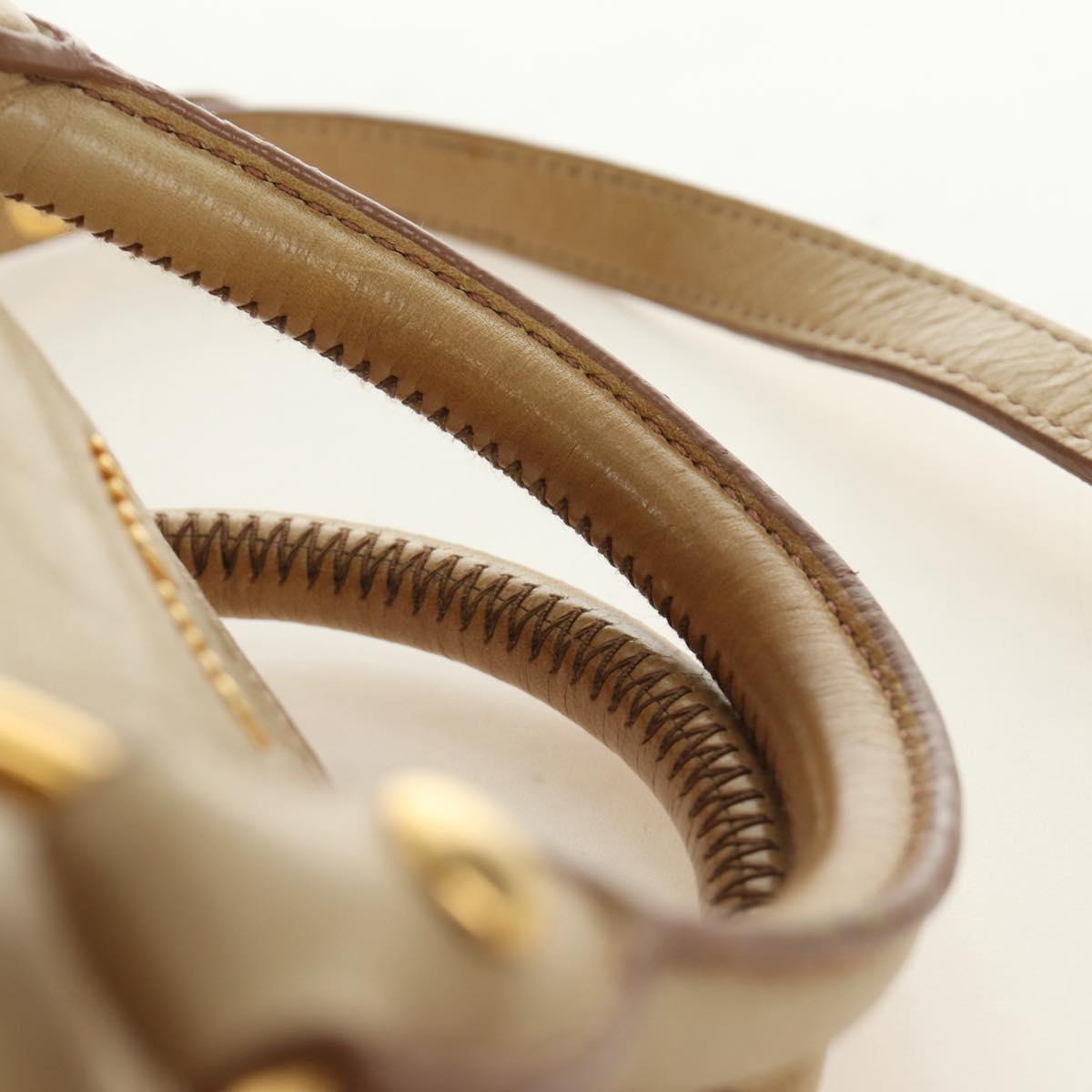 Miu Miu Hand Bag Leather 2way Beige Gold Auth 186442SAM