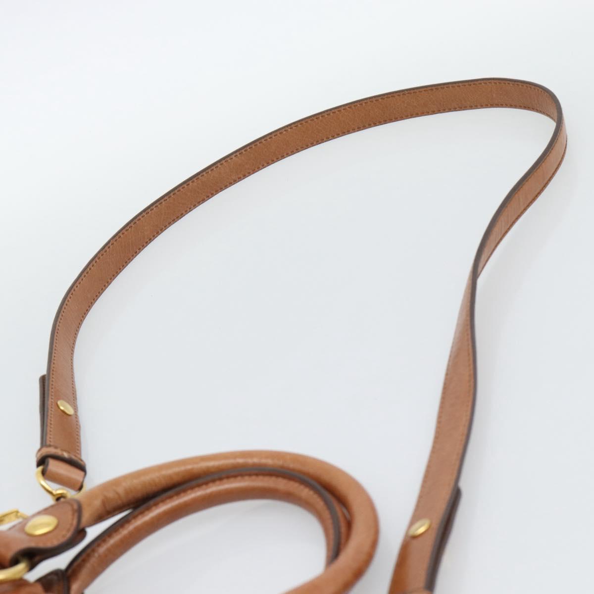 Miu Miu Hand Bag Leather 2way Brown Gold Auth 186443SAM
