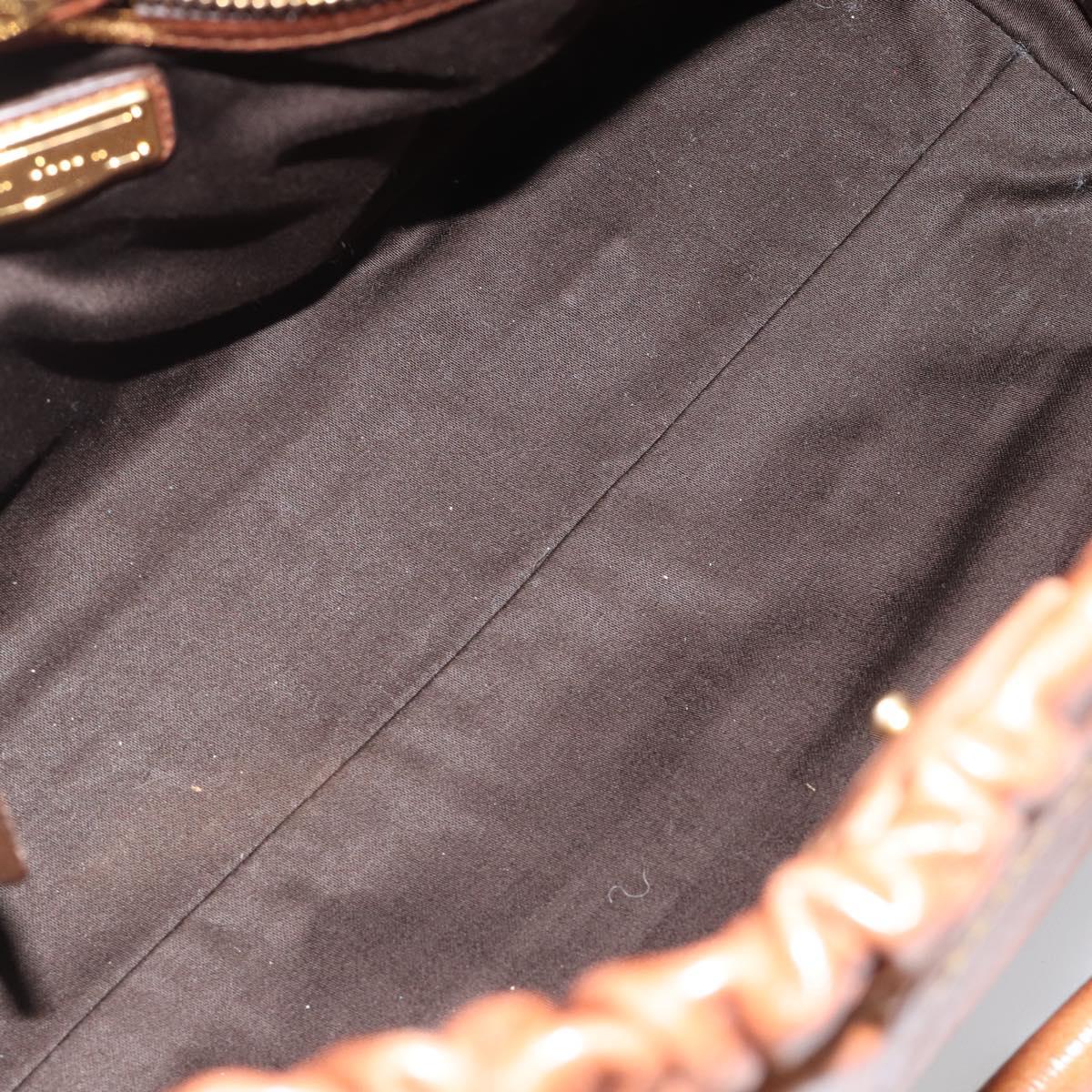 Miu Miu Hand Bag Leather 2way Brown Gold Auth 186443SAM