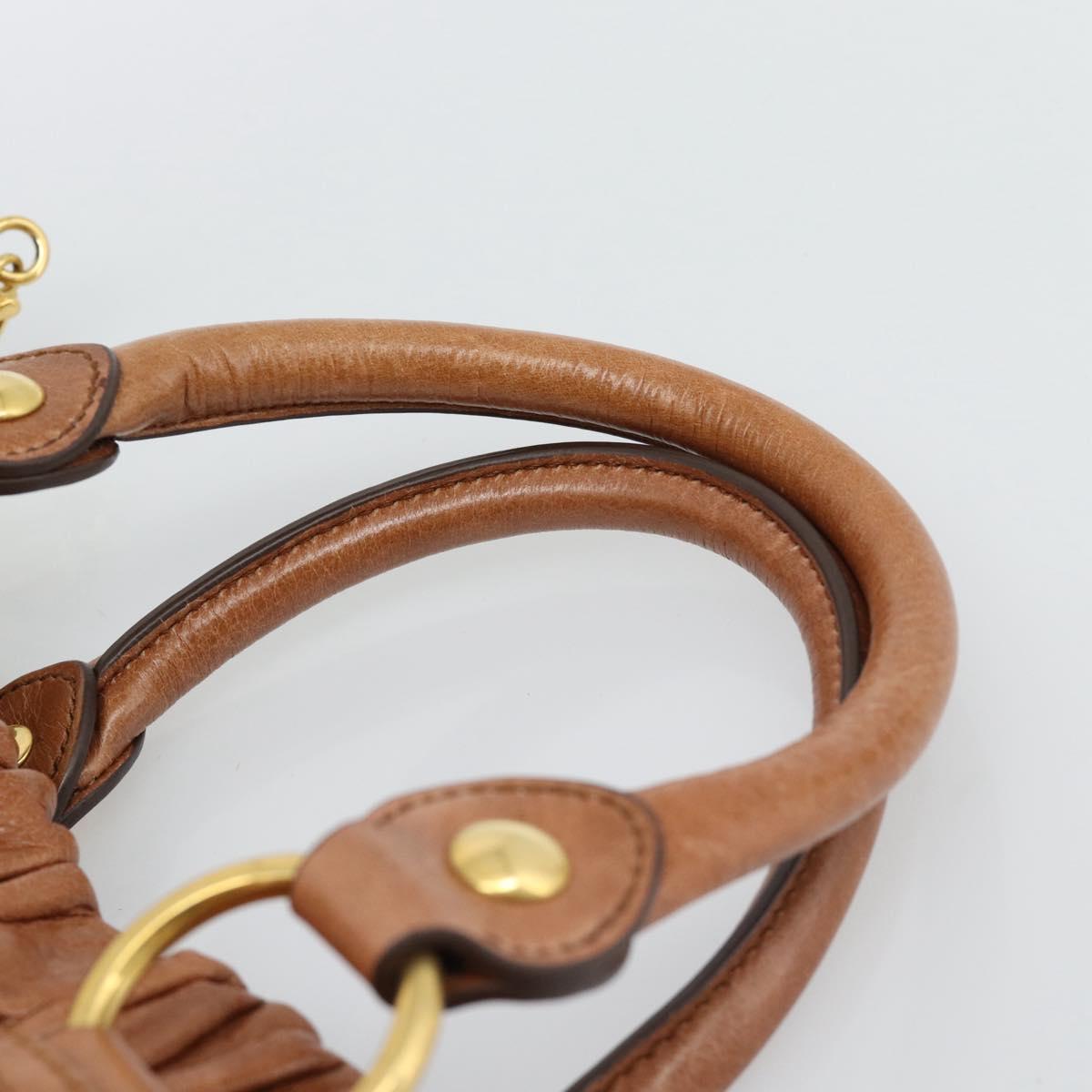 Miu Miu Hand Bag Leather 2way Brown Gold Auth 186443SAM