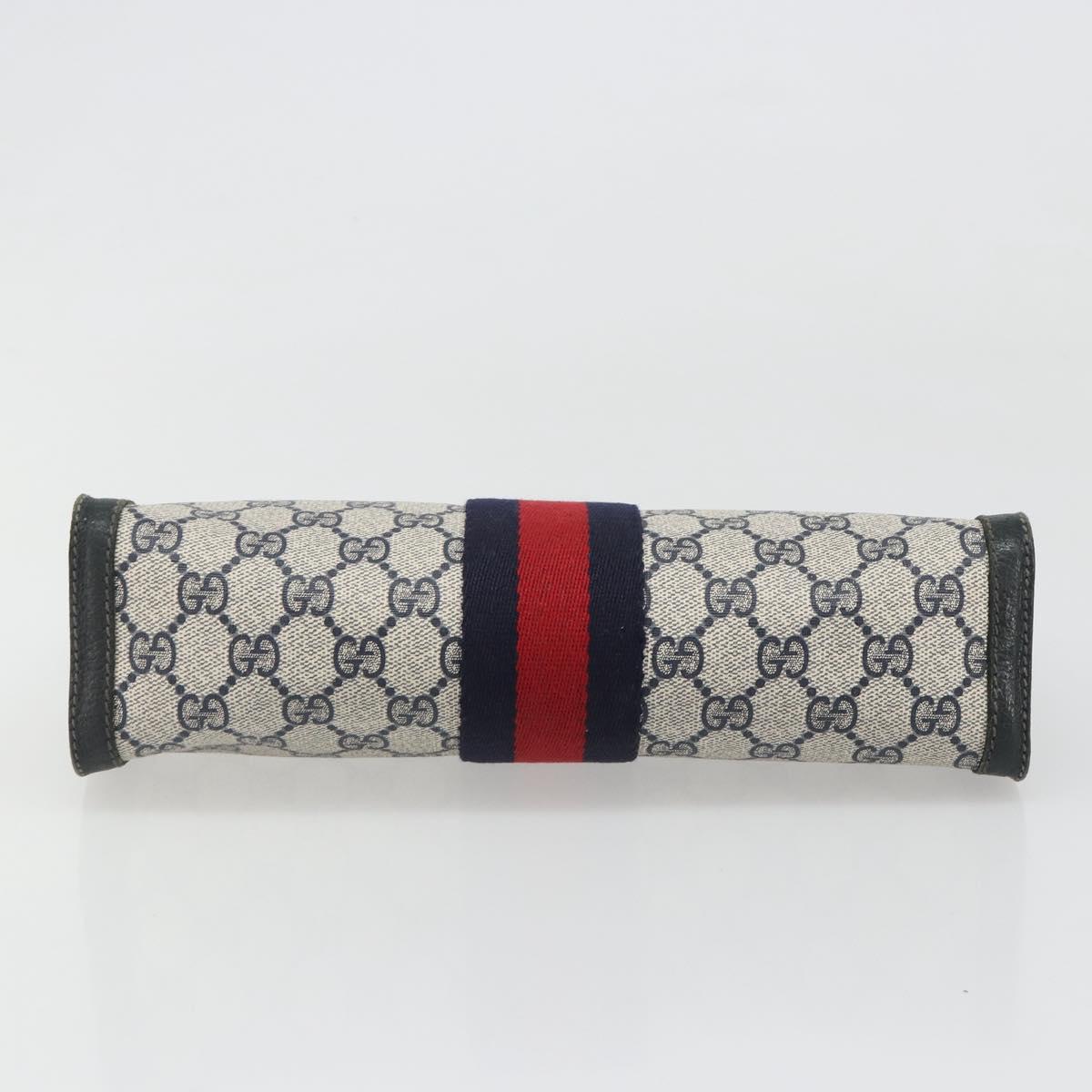 GUCCI GG Supreme Sherry Line Clutch Bag Navy 84 014 2125 28 Auth 186456