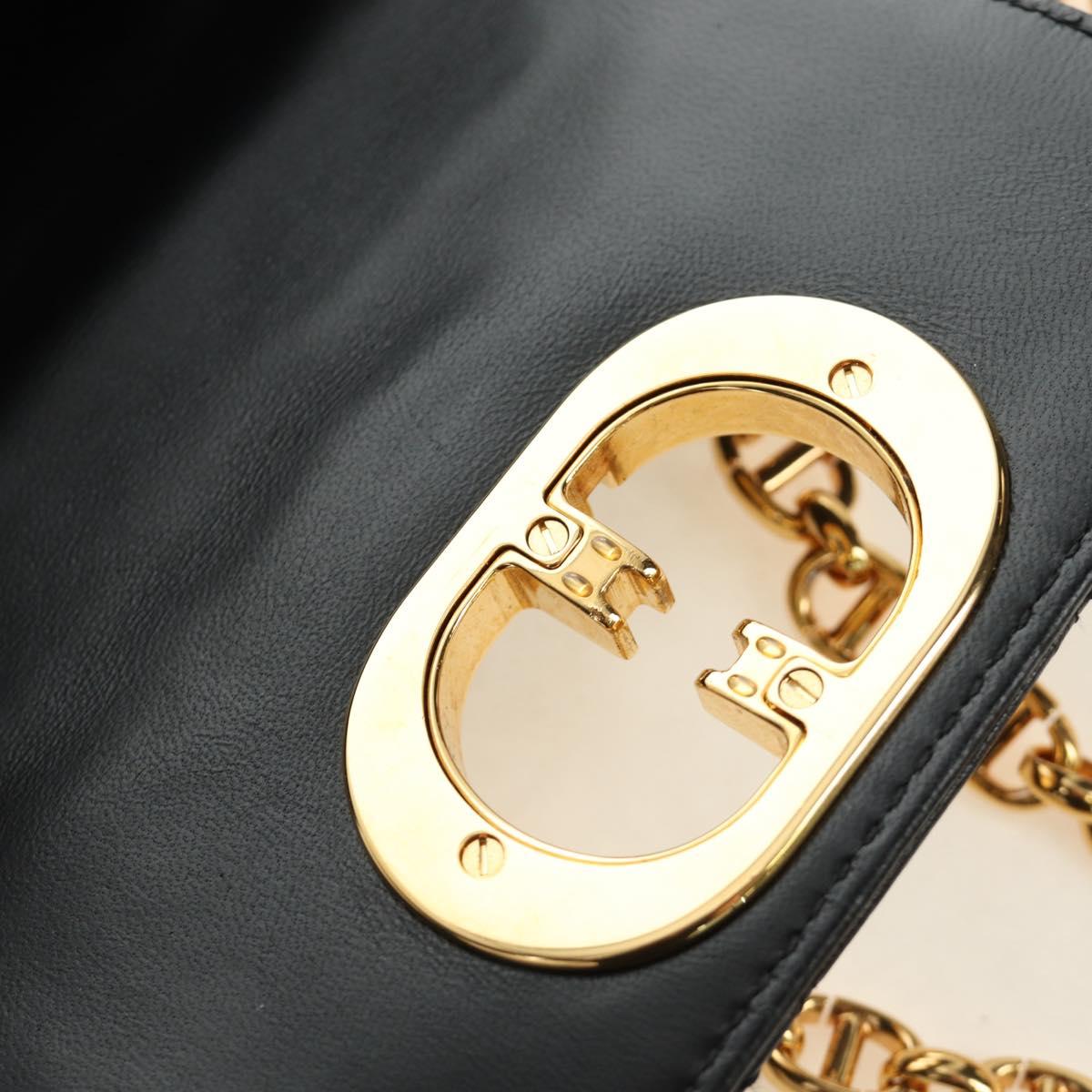 Christian Dior Cannage Caro Chain Pouch Lamb Skin Black Gold Auth 186459SAM
