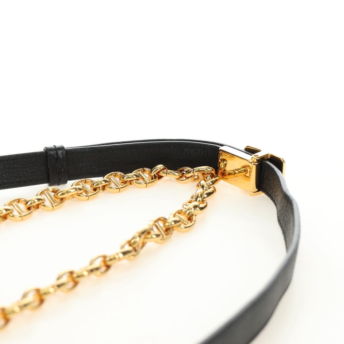 Christian Dior Cannage Caro Chain Pouch Lamb Skin Black Gold Auth 186459SAM